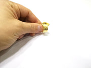 Gold Ring Blank Setting Cabochon Base inlay Ring Hammered Mounting Adjustable Ring Bezel (14x10mm blank ) Gold Plated Metal G16510