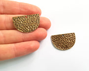 2 Hammered Semi Circle Connector Charm Half Moon Charm Antique Bronze Charm Antique Bronze Plated Metal  (30x20mm) G17415