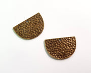 2 Hammered Semi Circle Connector Charm Half Moon Charm Antique Bronze Charm Antique Bronze Plated Metal  (30x20mm) G17415
