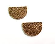 2 Hammered Semi Circle Connector Charm Half Moon Charm Antique Bronze Charm Antique Bronze Plated Metal  (30x20mm) G17415