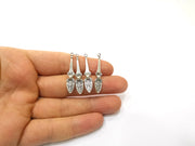 6 Silver Charms Antique Silver Plated Charms Double sided (36x7mm)  G16520