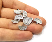 20 Semi Circle Charms Antique Silver Plated Charms (14x11mm)  G16527