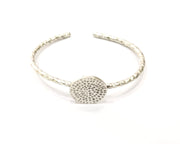 Bracelet Blank Cuff Bezel Bangle Blank Glass Cabochon Base Bezel Hammered Bracelet Adjustable Antique Silver Bracelet (20mm ) G16530