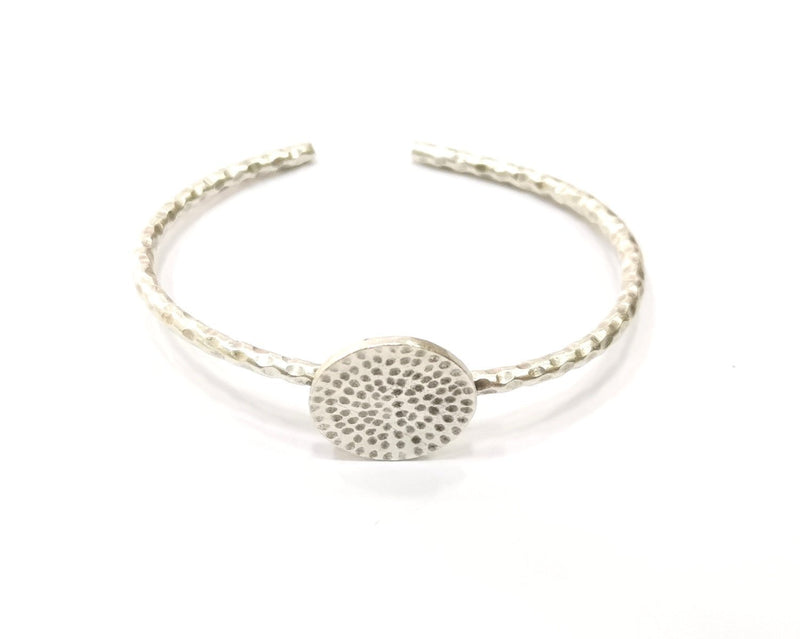 Bracelet Blank Cuff Bezel Bangle Blank Glass Cabochon Base Bezel Hammered Bracelet Adjustable Antique Silver Bracelet (20mm ) G16530