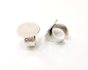 Ring Blank Setting Hammered Ring Base Bezel Ring Backs Glass Cabochon Mounting Adjustable Antique Silver Plated Ring (24mm ) G16541