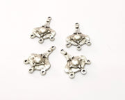 6 Silver Charms Connector Antique Silver Plated Charms (25x17mm)  G16542