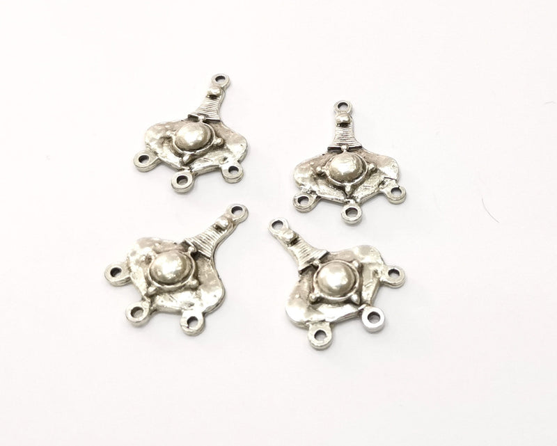 6 Silver Charms Connector Antique Silver Plated Charms (25x17mm)  G16542