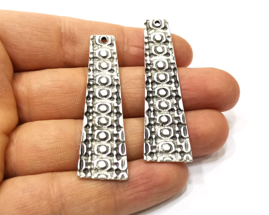 2 Silver Charms Antique Silver Plated Charms (55x16mm)  G16552