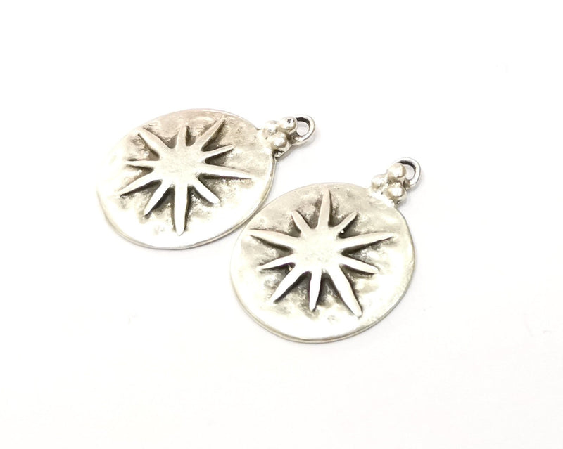 2 Silver Charms Antique Silver Plated Charms (34x26mm)  G16554