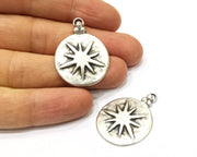 2 Silver Charms Antique Silver Plated Charms (34x26mm)  G16554