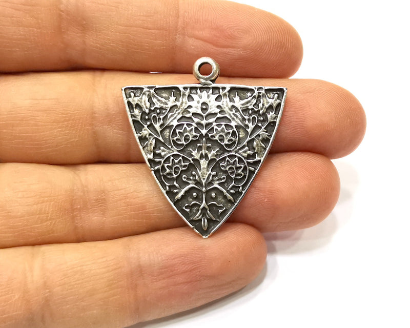 2 Silver Charms Antique Silver Plated Charms (36x33mm)  G16555