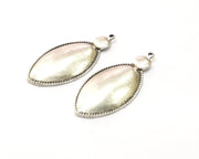 2 Silver Charms Antique Silver Plated Charms (46x22mm)  G16558