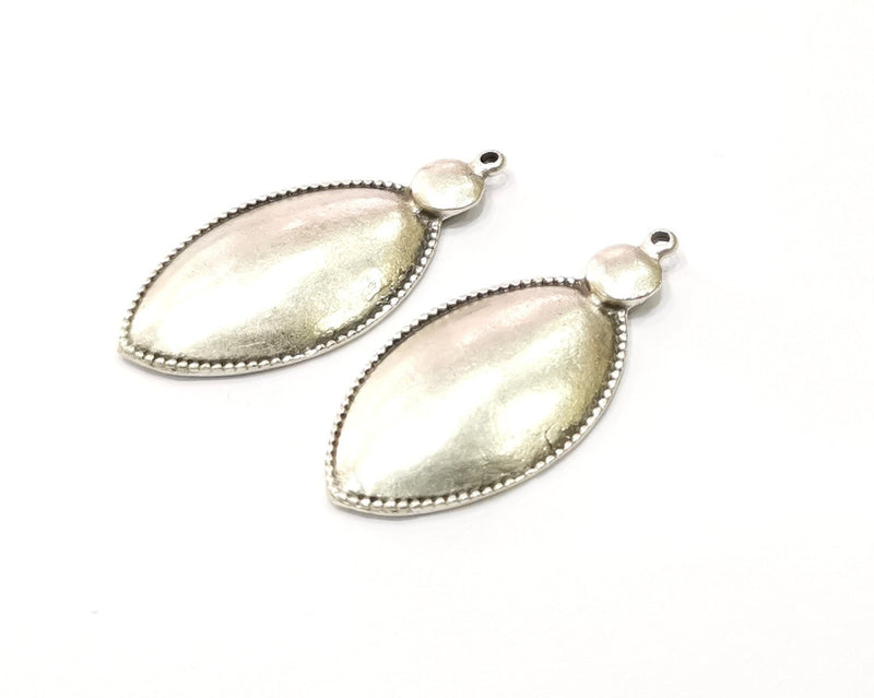 2 Silver Charms Antique Silver Plated Charms (46x22mm)  G16558
