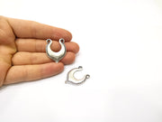 2 Silver Charms Antique Silver Plated Charms (31x25mm)  G16560
