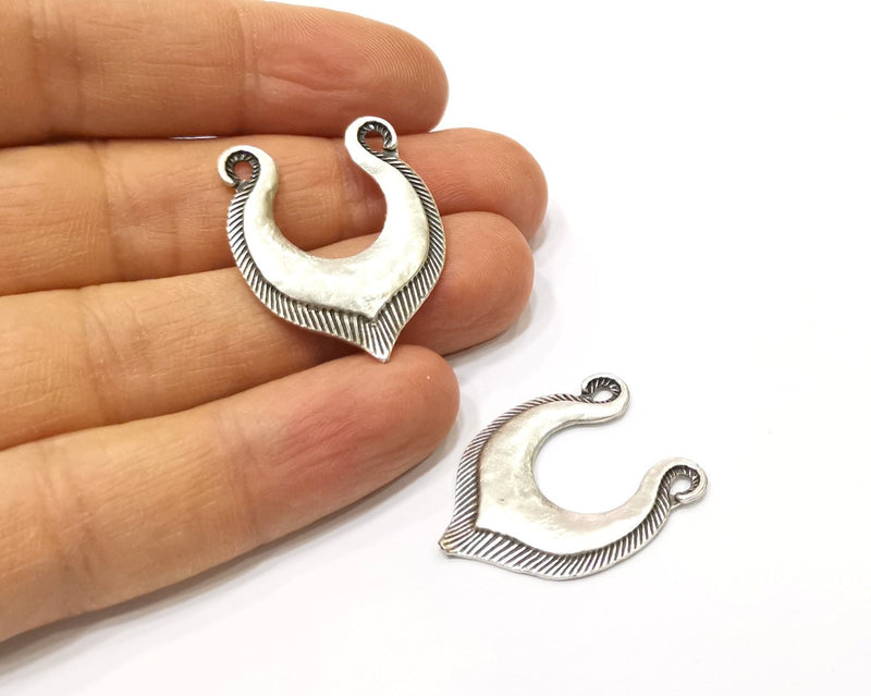 2 Silver Charms Antique Silver Plated Charms (31x25mm)  G16560