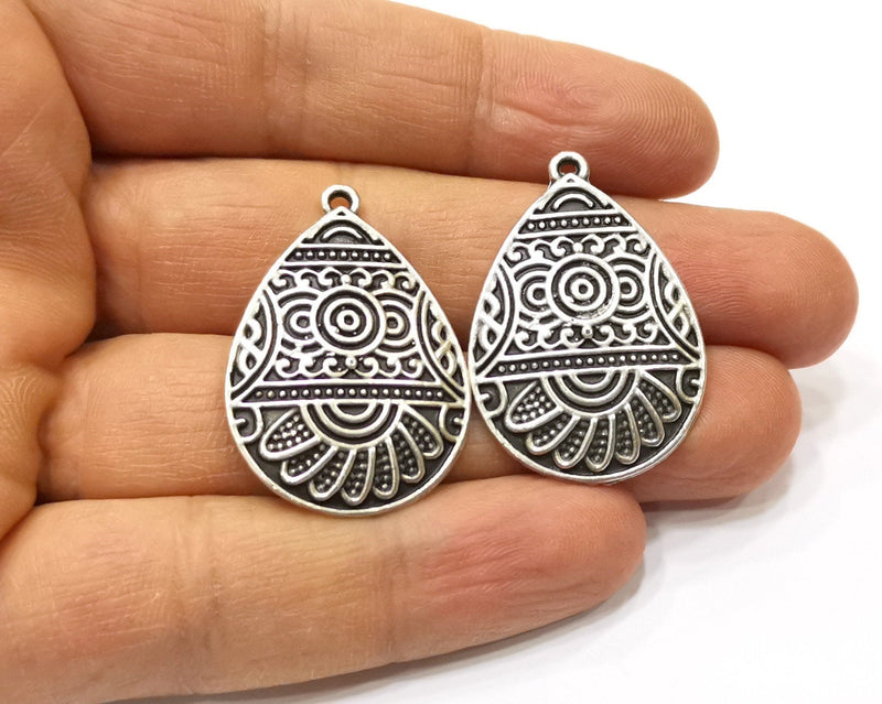 10 Silver Charms Antique Silver Plated Charms (35x25mm)  G17126