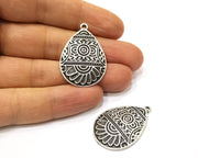 2 Silver Charms Antique Silver Plated Charms (35x25mm)  G17126