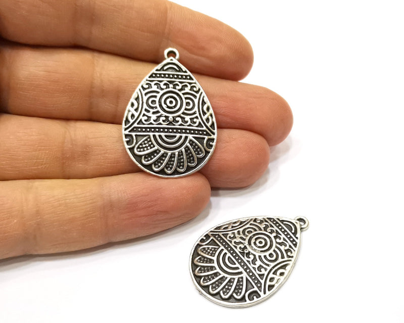 2 Silver Charms Antique Silver Plated Charms (35x25mm)  G17126