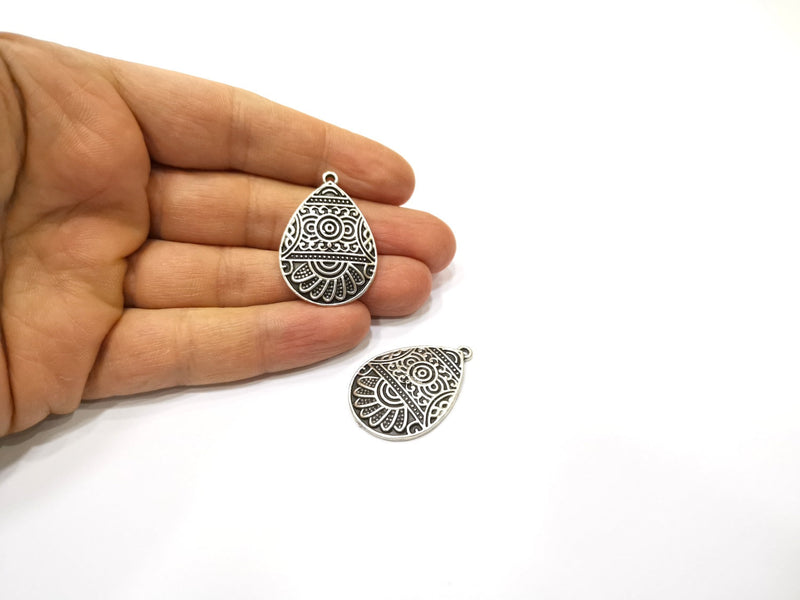 2 Silver Charms Antique Silver Plated Charms (35x25mm)  G17126