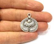 2 Silver Charms Antique Silver Plated Charms (28x27mm)  G16562