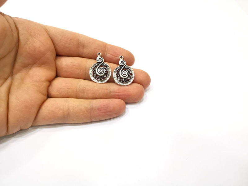 4 Silver Charms Antique Silver Plated Charms (26x18mm)  G19546