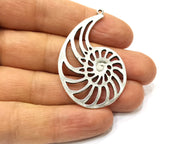 2 Ammonite Charms Antique Silver Plated Charms (50x34mm)  G16570