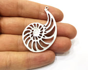 2 Ammonite Charms Antique Silver Plated Charms (50x34mm)  G16570
