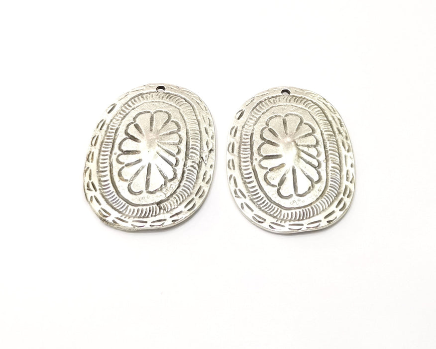2 Silver Charms Antique Silver Plated Charms (39x28mm)  G16571