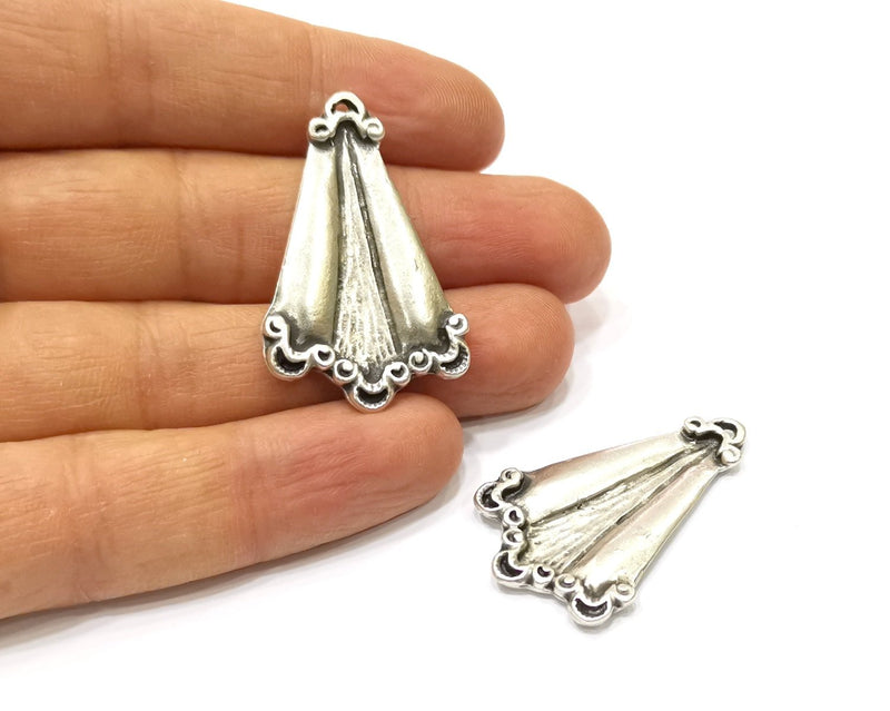 2 Silver Charms Antique Silver Plated Charms (40x25mm)  G16572