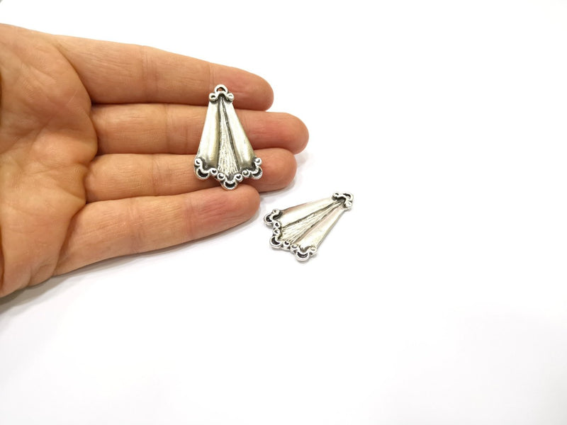 2 Silver Charms Antique Silver Plated Charms (40x25mm)  G16572