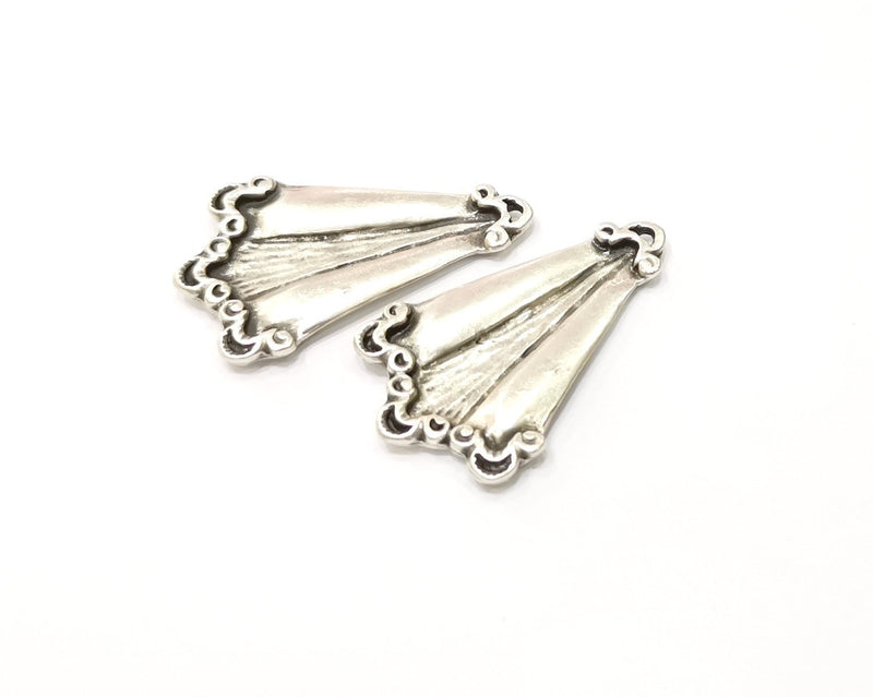 2 Silver Charms Antique Silver Plated Charms (40x25mm)  G16572