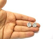8 Moon and Star Charms Antique Silver Plated Charms Double sided (13mm)  G17058