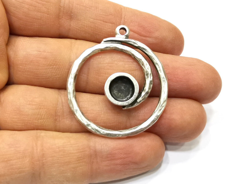 Silver Base Blank inlay Blank Earring Base Resin Blank Mosaic Mountings Antique Silver Plated Metal (8 mm blank )  G17060