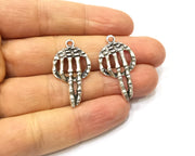 4 Silver Charms Antique Silver Plated Charms (33x18mm)  G16587