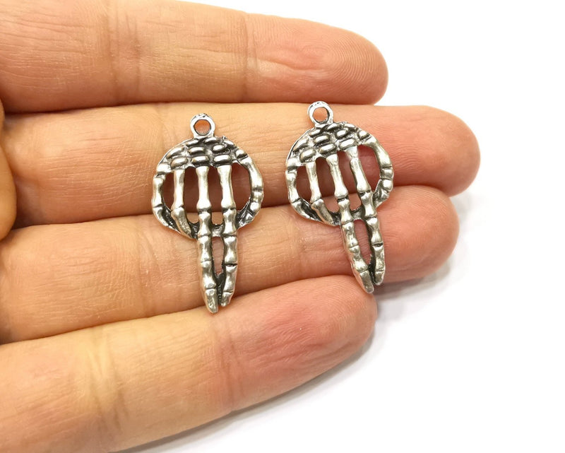 4 Silver Charms Antique Silver Plated Charms (33x18mm)  G16587