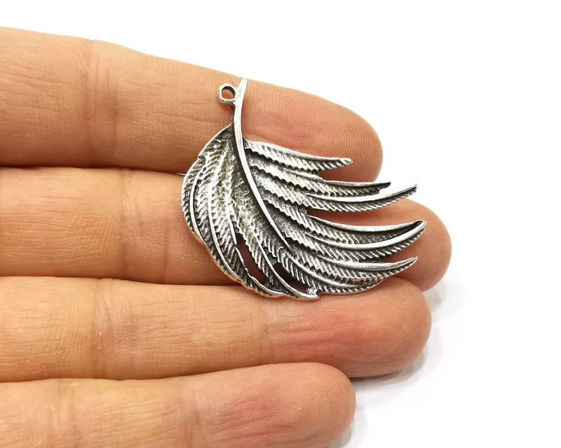 2 Leaf Charms Antique Silver Plated Charms (43x31mm)  G16596