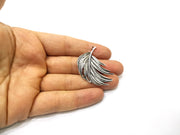 2 Leaf Charms Antique Silver Plated Charms (43x31mm)  G16596