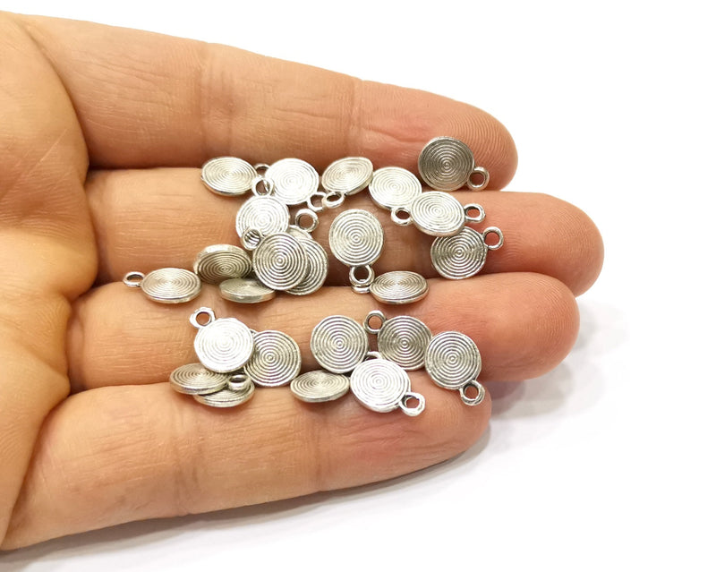 20 Silver Charms Antique Silver Plated Charms Double sided (11x8mm)  G16597