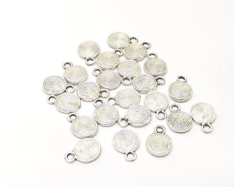 20 Silver Charms Antique Silver Plated Charms Double sided (11x8mm)  G16597