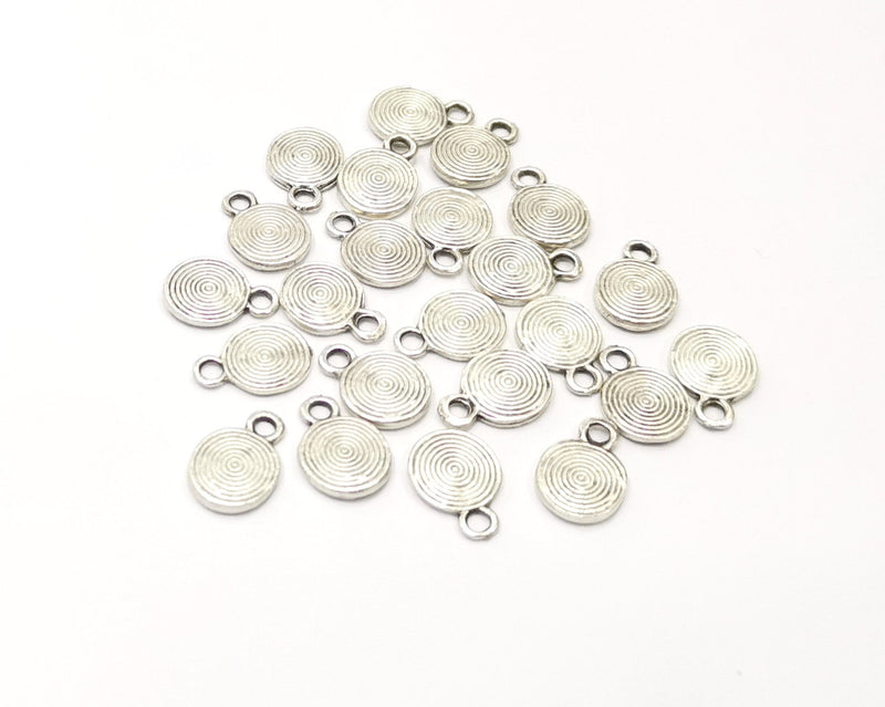 20 Silver Charms Antique Silver Plated Charms Double sided (11x8mm)  G16597