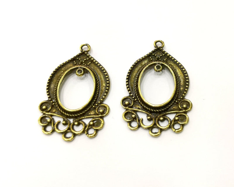 2 Antique Bronze Charm Connector Antique Bronze Plated Charm (44x28mm) G17508