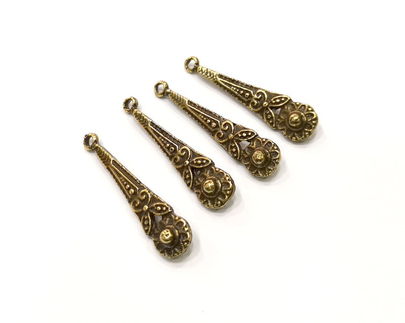 5 Antique Bronze Charm Antique Bronze Plated Charm (34x7mm) G17430