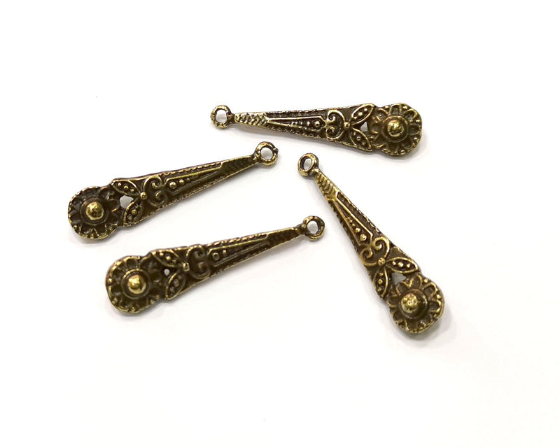 5 Antique Bronze Charm Antique Bronze Plated Charm (34x7mm) G17430
