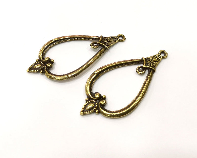 2 Antique Bronze Charm Antique Bronze Plated Charm (54x26mm) G17431