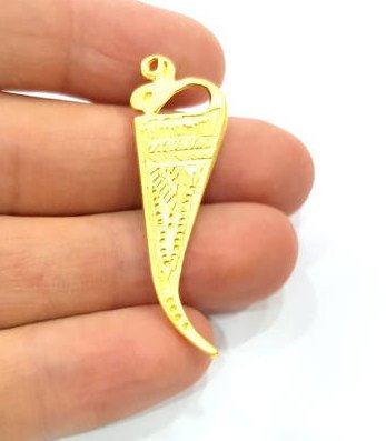 2 Gold Charm Gold Plated Metal (47x14mm)  G11014