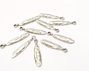 10 Silver Charms Antique Silver Plated Charms (27x5mm)  G16609