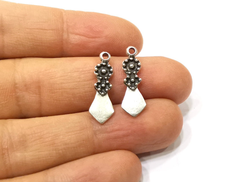 10 Silver Charms Antique Silver Plated Charms (23x7mm)  G16610