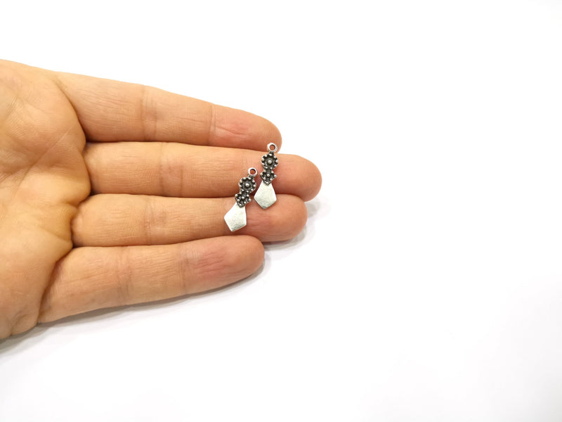 10 Silver Charms Antique Silver Plated Charms (23x7mm)  G16610