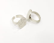 Ring Blank Setting Hammered Ring Base Bezel Ring Backs Glass Cabochon Mounting Adjustable Antique Silver Plated Ring (18mm ) G16614