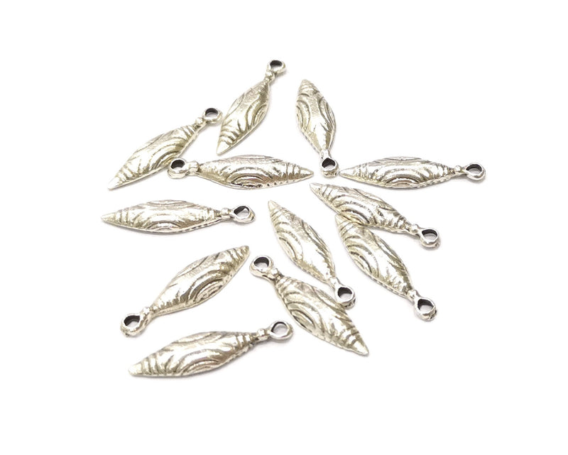 10 Silver Charms Antique Silver Plated Charms (23x6mm)  G16621